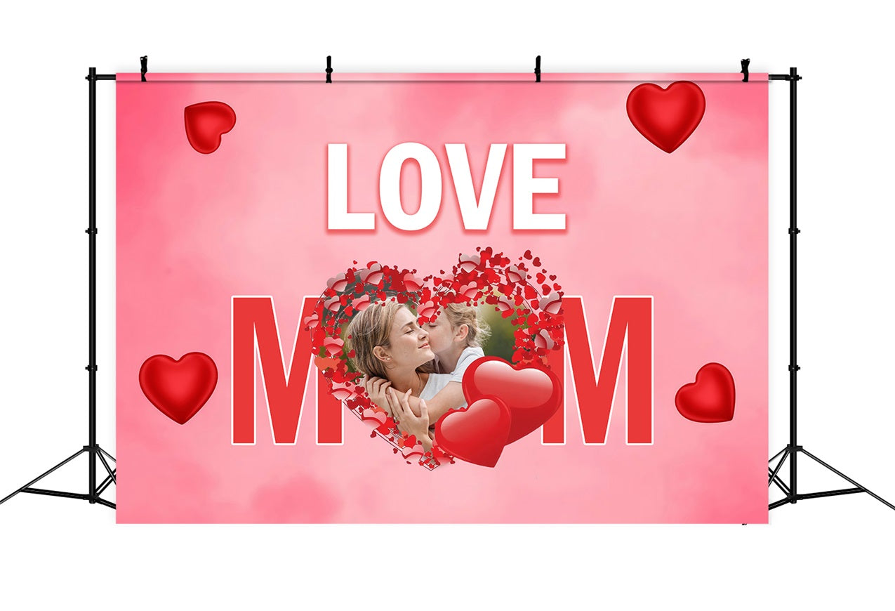 Muttertag Fotokulisse Rotes Herz Liebe Mama Personalisierte Kulisse MRR3-62