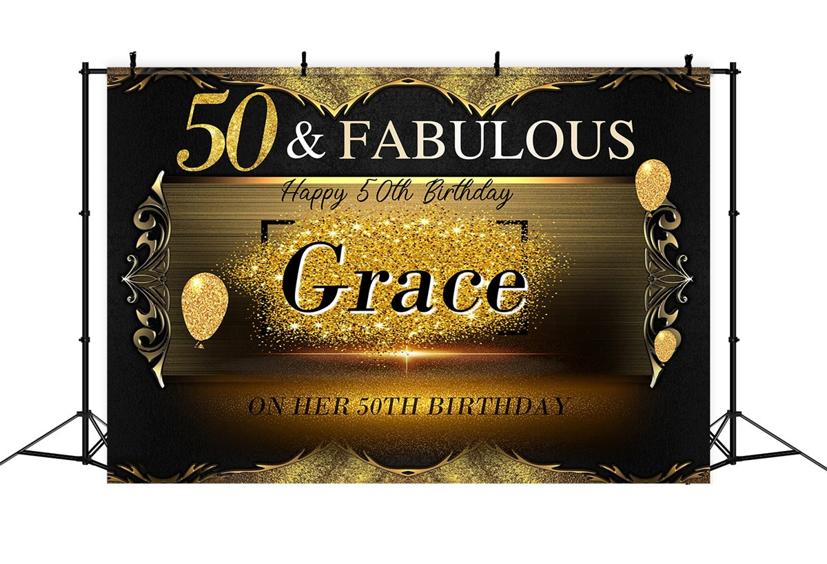 Individuelle Geburtstagsparty Backdrop 50. Gold Glitter Backdrop MRR3-7