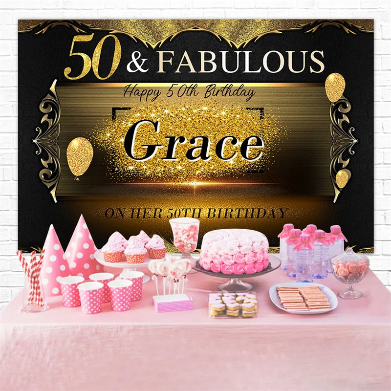 Individuelle Geburtstagsparty Backdrop 50. Gold Glitter Backdrop MRR3-7