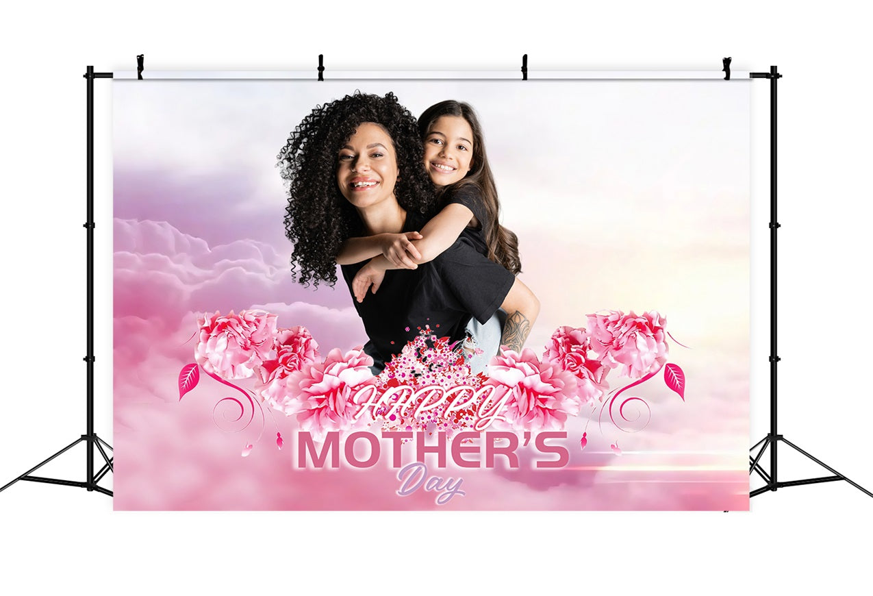 Muttertag Fotokulisse Ideen Rosa Wolke Blume Personalisierte Kulisse MRR3-70