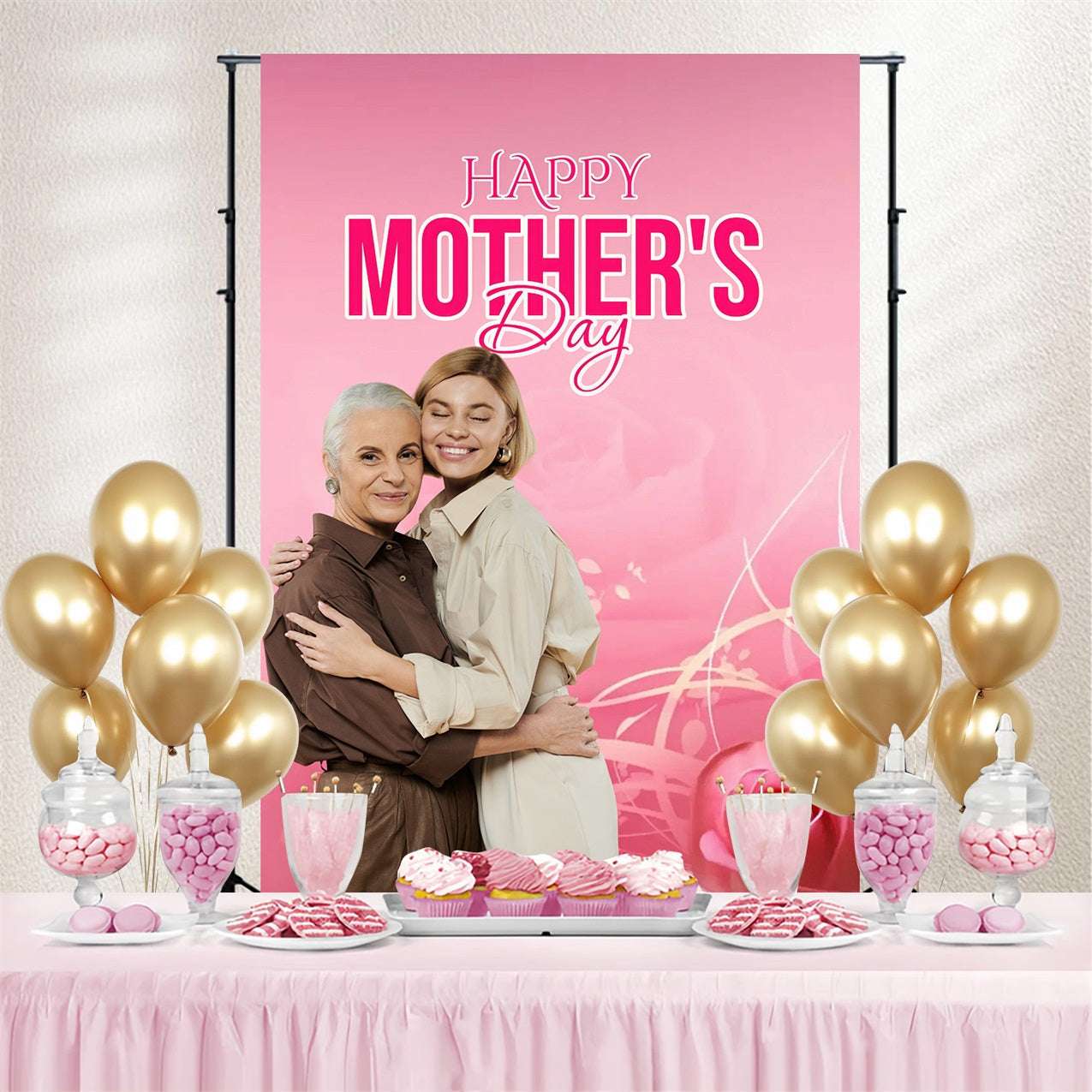 Fotokulisse für Muttertag Klassische Rose Feier Personalisierte Kulisse MRR3-71