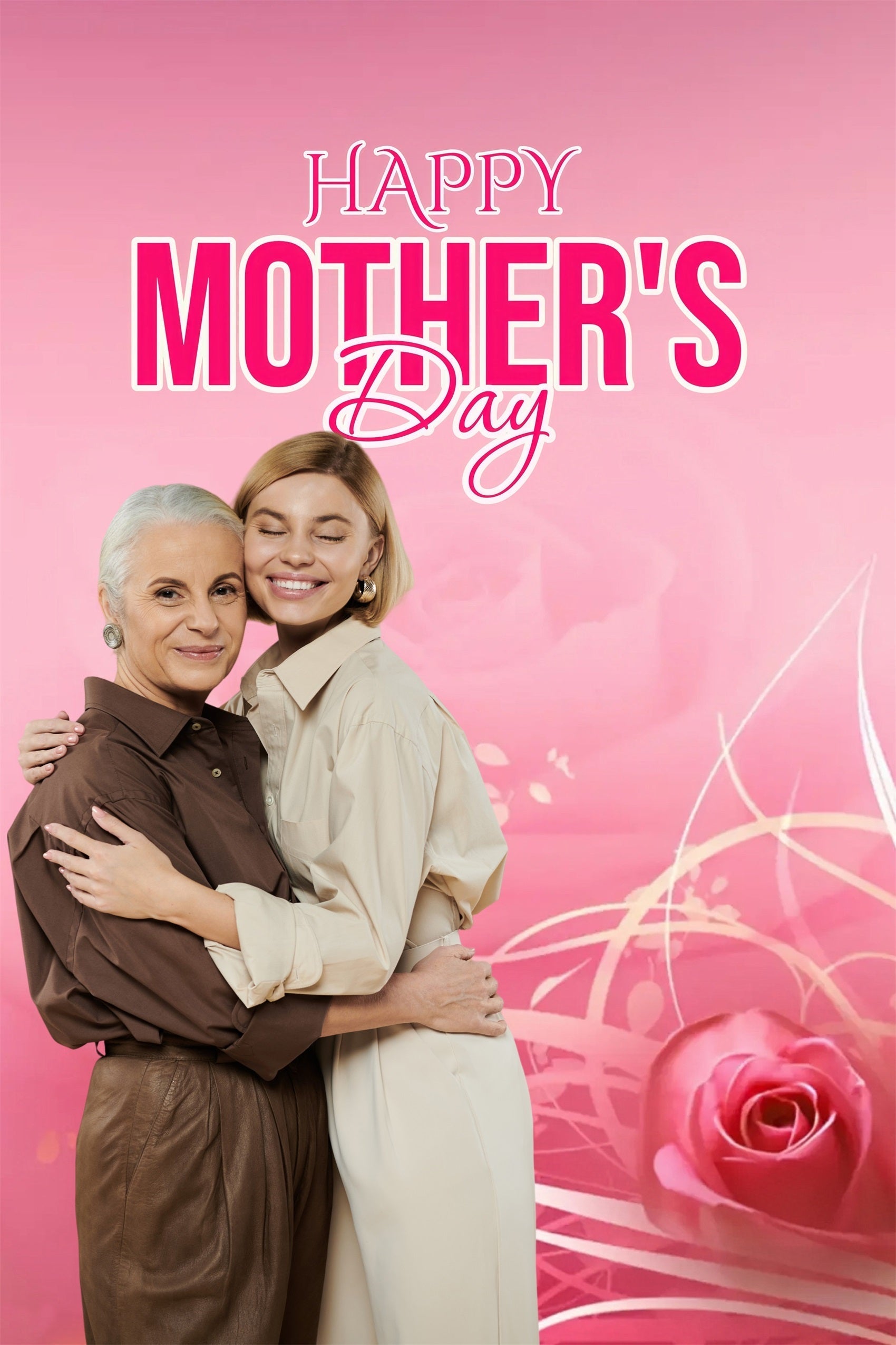 Fotokulisse für Muttertag Klassische Rose Feier Personalisierte Kulisse MRR3-71