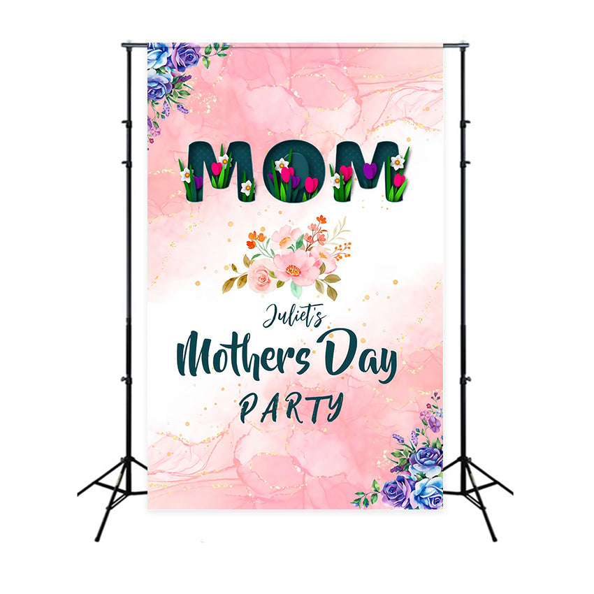 Happy Mother's Day Backdrop Pastellrosa Blumen Personalisierte Backdrop MRR3-73