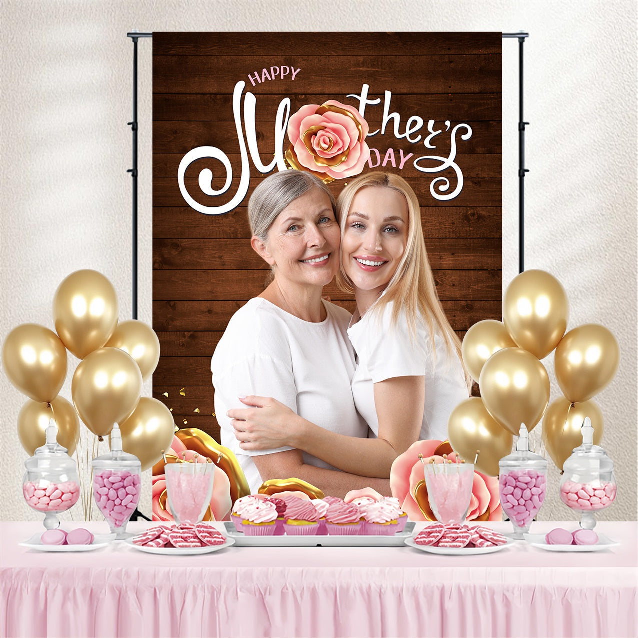 Hintergründe für Muttertag Rustikaler Blumenhintergrund aus Holz Personalisierter Hintergrund MRR3-74