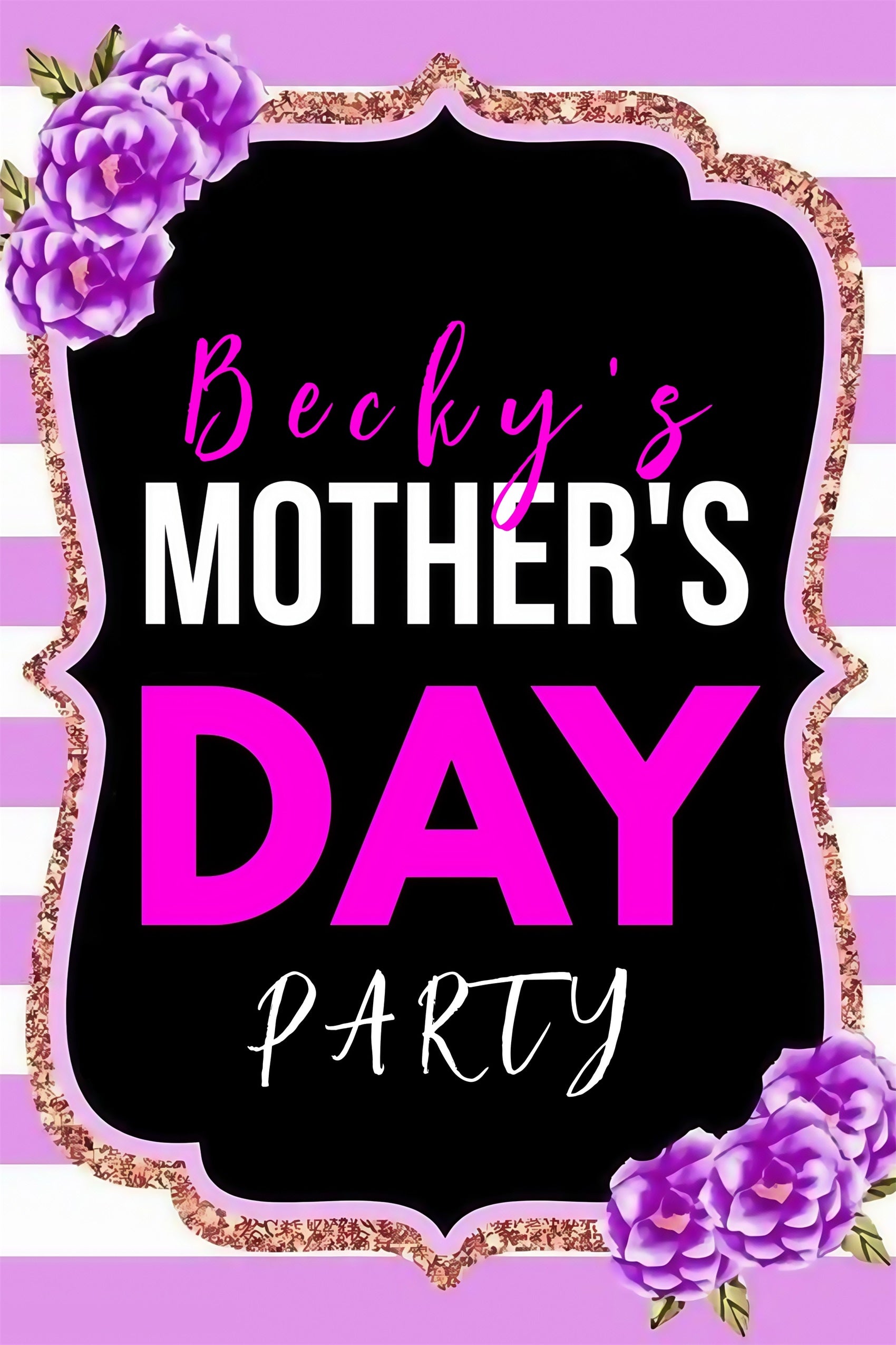 Muttertag Fotokulisse Ideen Floral gestreift Glitter Personalisierte Kulisse MRR3-76