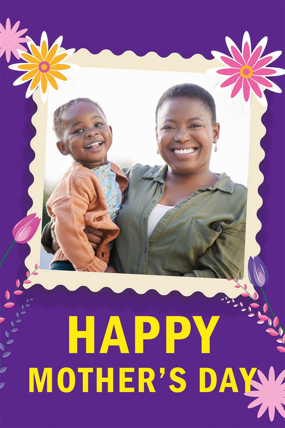 Fotokulissen für den Muttertag Lila Rahmen Glücklich Personalisierte Fotokulisse MRR3-78