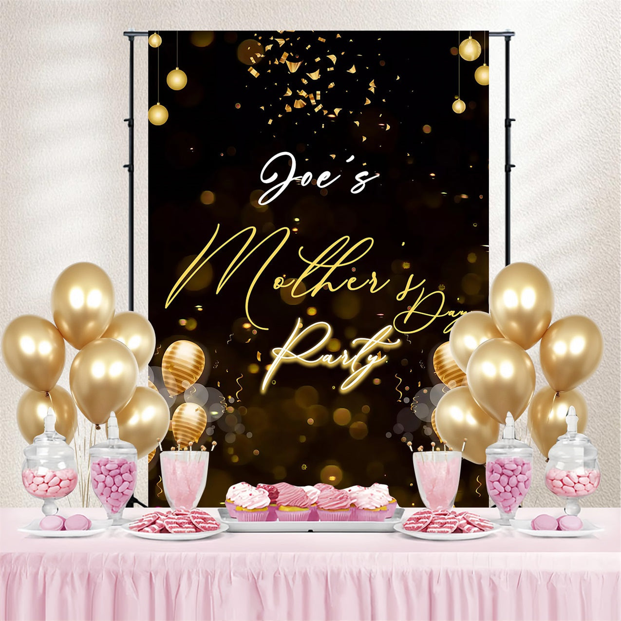 Hintergrundbilder für den Muttertag Gold Ballon Party Personalisierte Hintergrundbilder MRR3-80