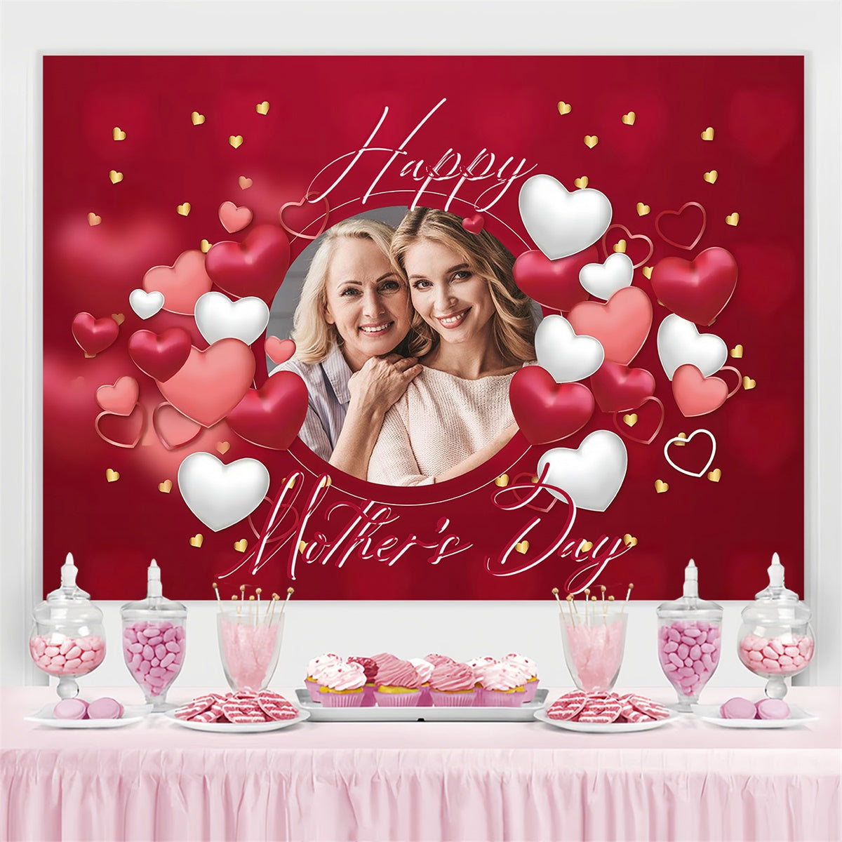 Hintergrundbilder für Muttertag Romantisch Rotes Herz Individuelles Hintergrundbild MRR3-82