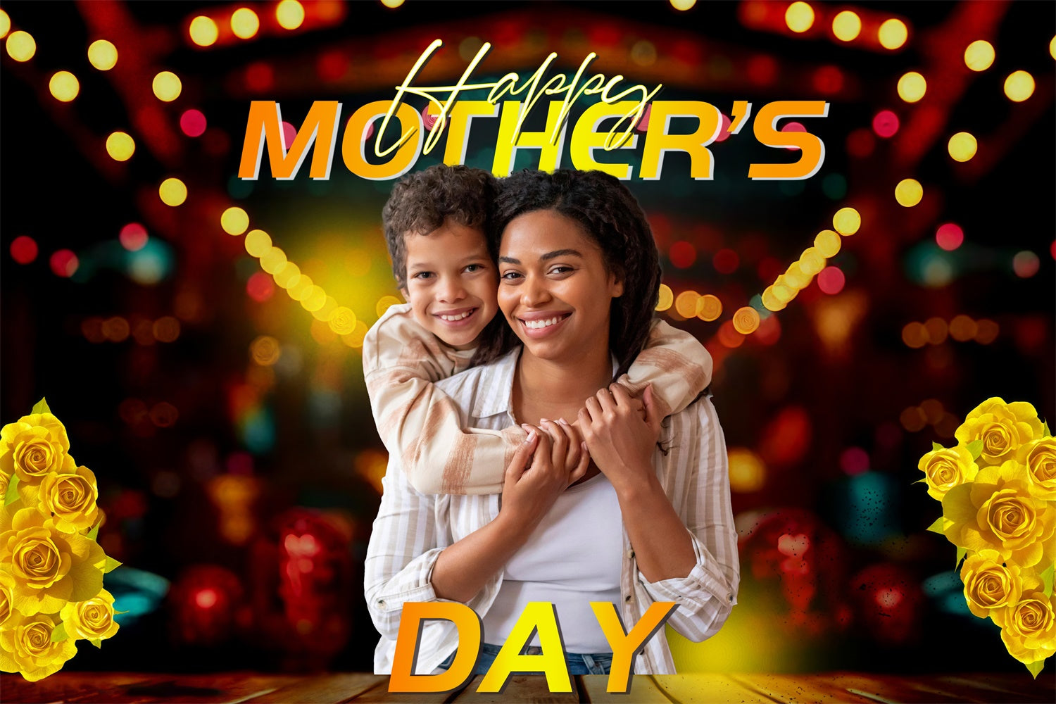 Backdrop für Muttertag Gelbe Rosen leuchten Personalisierte Backdrop MRR3-83