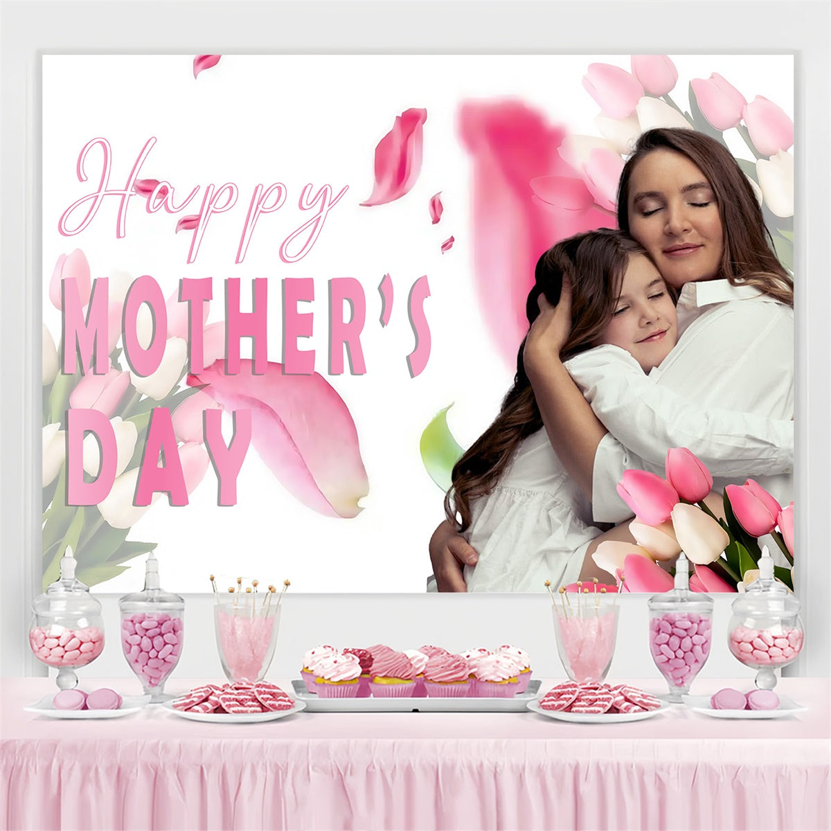 Fotohintergrund zum Muttertag Rosa Tulpenumarmung Individueller Hintergrund MRR3-85