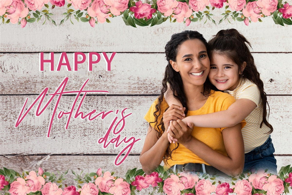 Muttertag Fotohintergrund Rustikale Blumen aus Holz Individueller Hintergrund MRR3-88