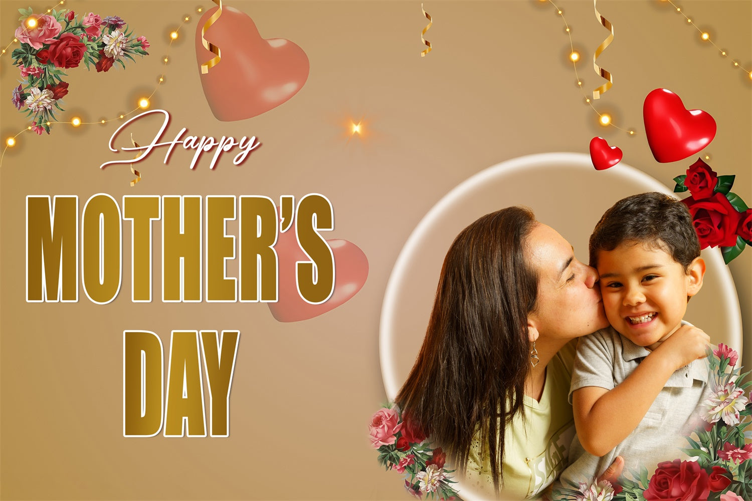 Hintergrund für Muttertagsfotos Golden Lights Rose Customized Backdrop MRR3-90