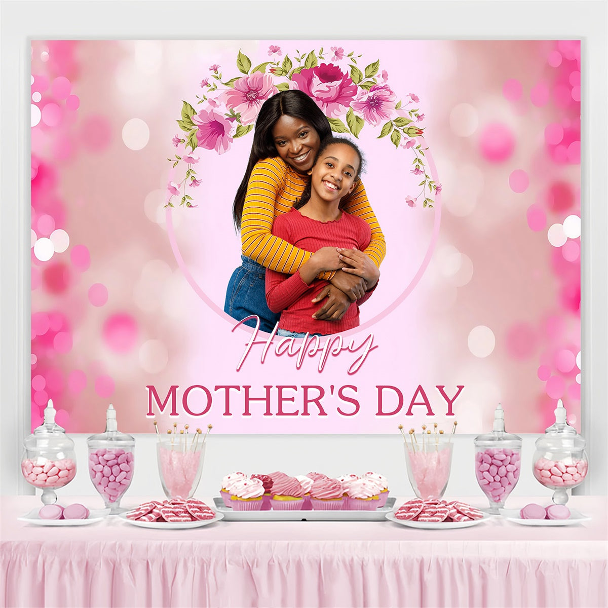 Hintergrundbild zum Muttertag Sanfte Blüte Rosa Personalisierter Hintergrund MRR3-97