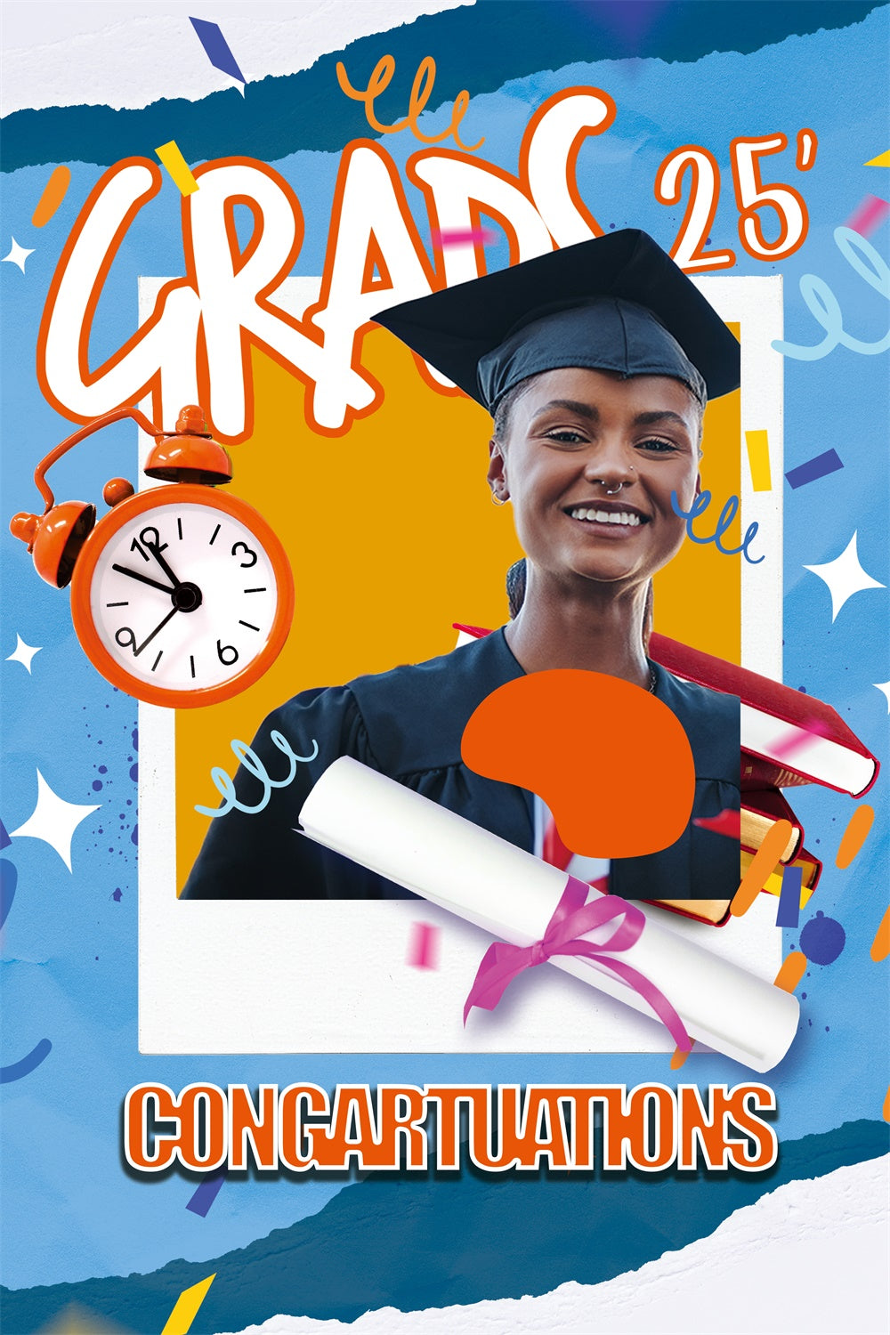 Custom Graduation Backdrop Hellblauer Stil Graduation Party Backdrop MRR4-25