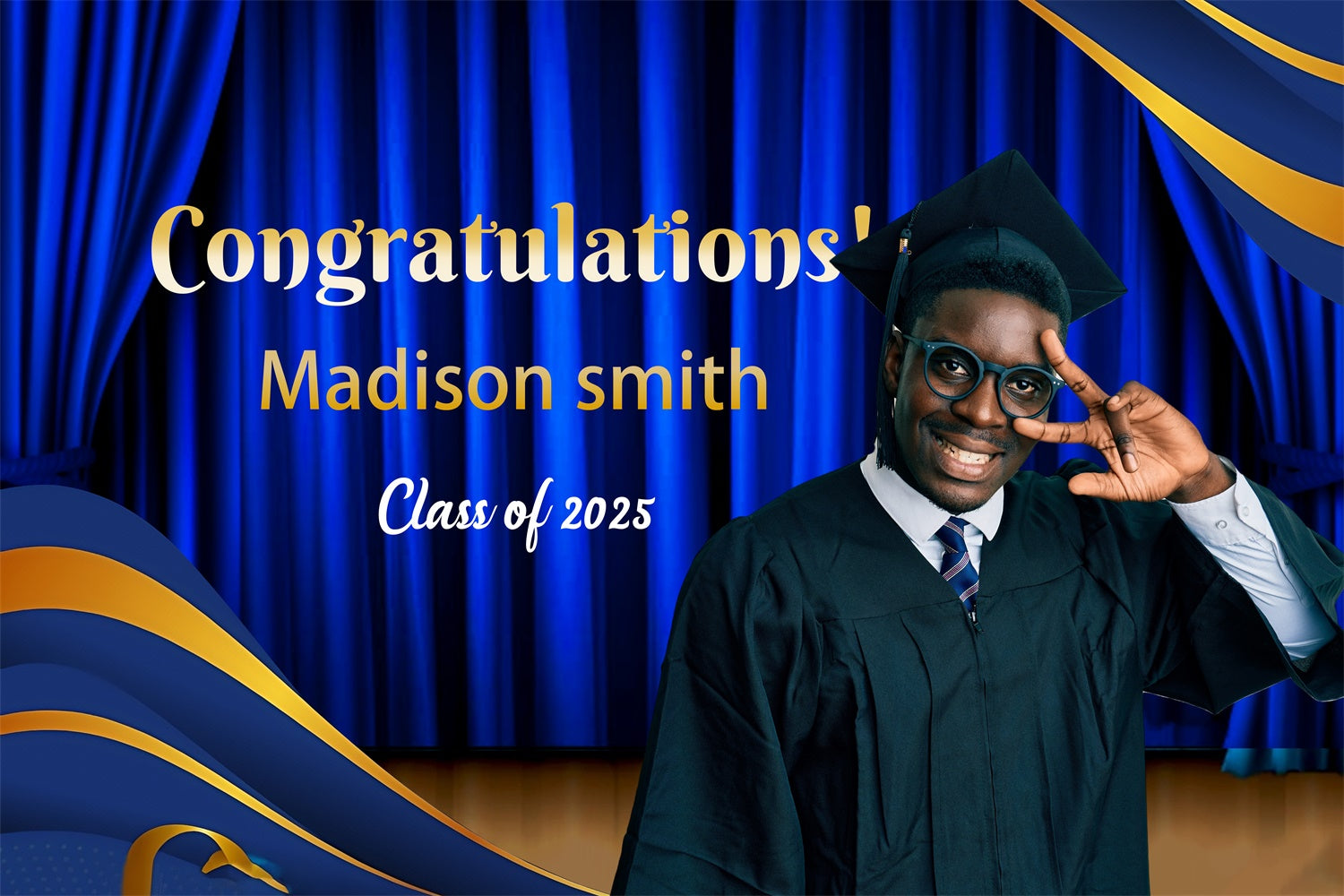 Custom Graduation Backdrops Blauer Vorhang Bühne Graduation Party Backdrop MRR4-9