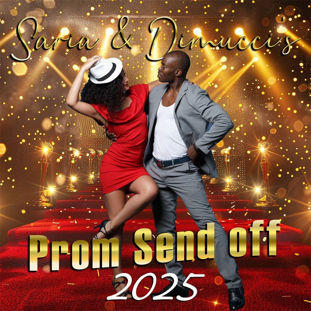 Prom 2025 Backdrop Roter Teppich Spotlight Custom Graduation Party Backdrop MRR5-37