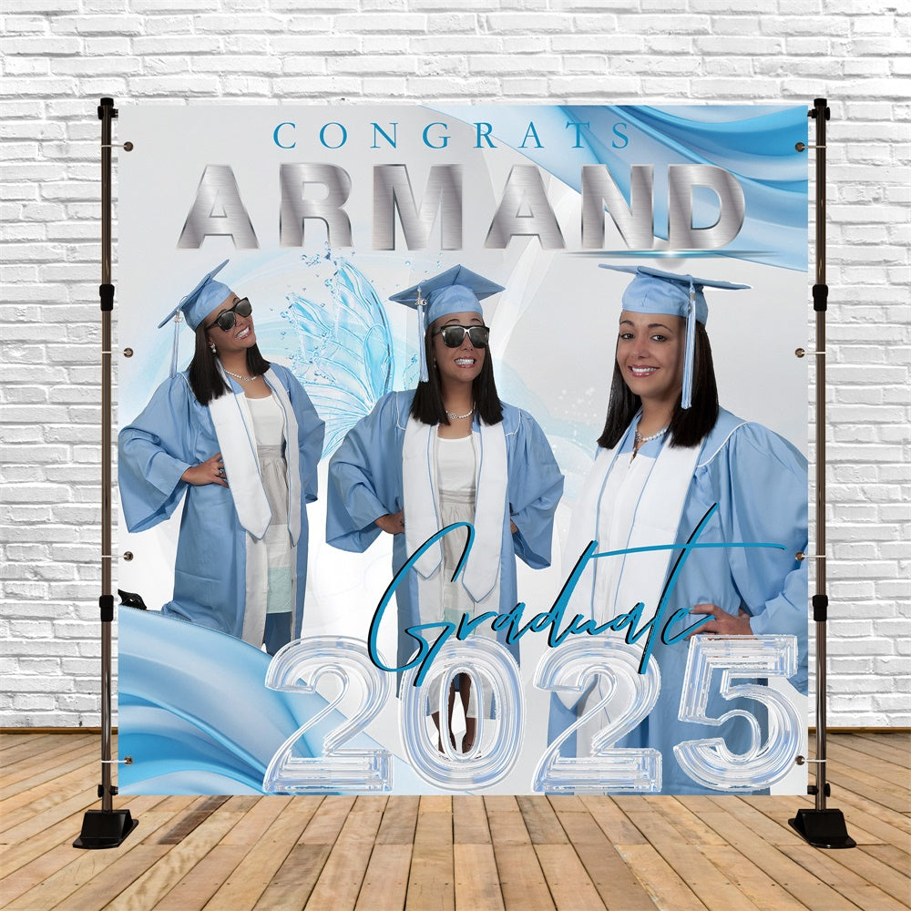 Custom Graduation Backdrop Eisblau Eleganz Party Graduation Backdrop MRR6-16