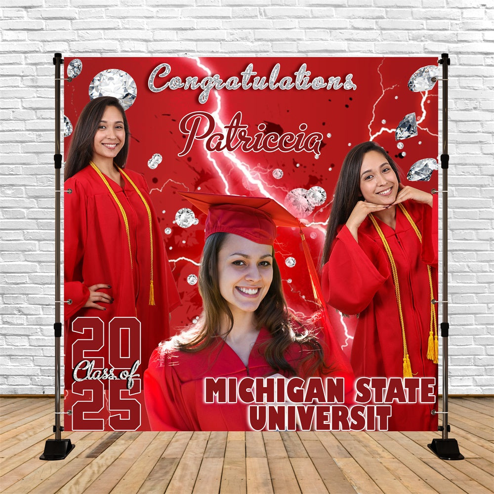 Personalisierter Hintergrund für die Abschlussfeier Karmesinrote Energie Partyhintergrund für die Abschlussfeier MRR6-22