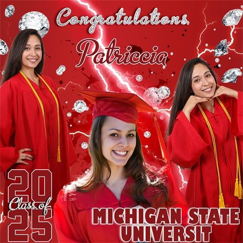 Personalisierter Hintergrund für die Abschlussfeier Karmesinrote Energie Partyhintergrund für die Abschlussfeier MRR6-22