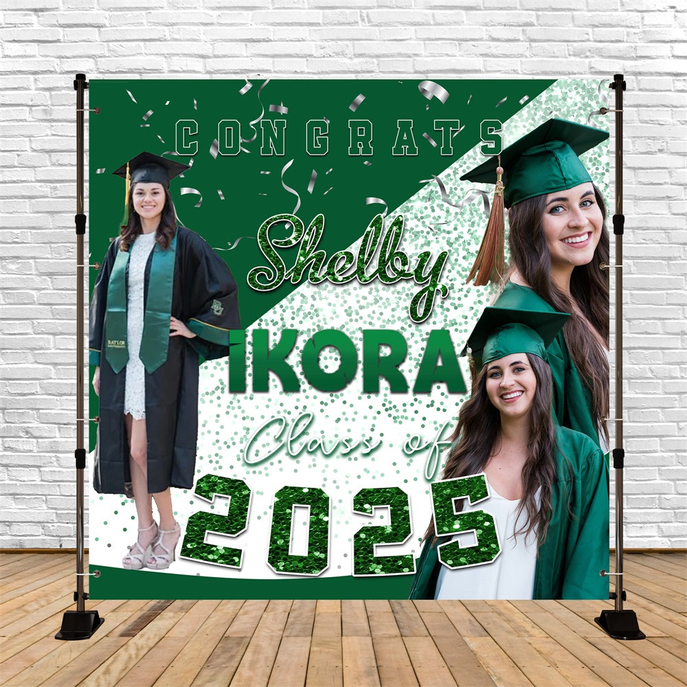 Graduation Backdrops Smaragd Konfetti Personalisierte Party Graduation Backdrop MRR6-24