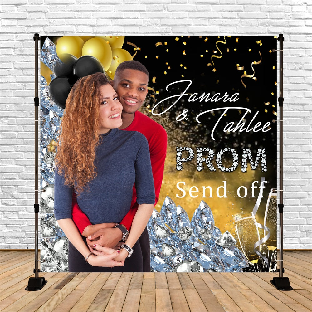 Prom 2025 Backdrop Golden Spark Romance Personalisierte Party Abschlussfeier Backdrop MRR6-30