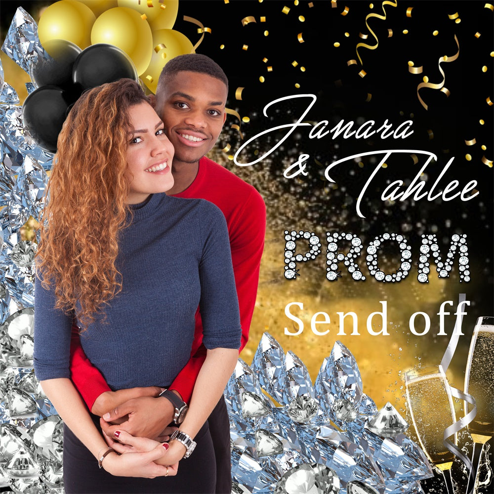 Prom 2025 Backdrop Golden Spark Romance Personalisierte Party Abschlussfeier Backdrop MRR6-30