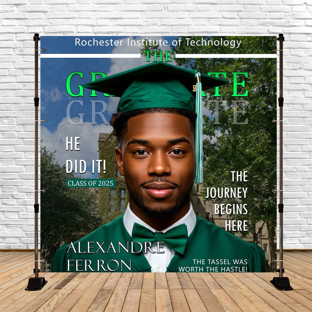 Graduation Backdrops Emerald Journey Personalisierte Party Graduation Backdrop MRR6-33