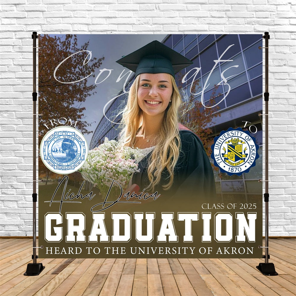 Custom Graduation Backdrop Herbst Campus Cheers Party Graduation Backdrop MRR6-36