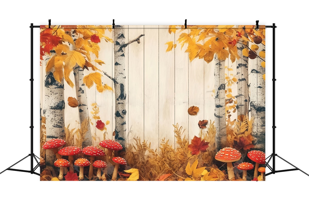 Herbst Fotohintergrund Roter Pilz Wald Backdrops MRR7-123