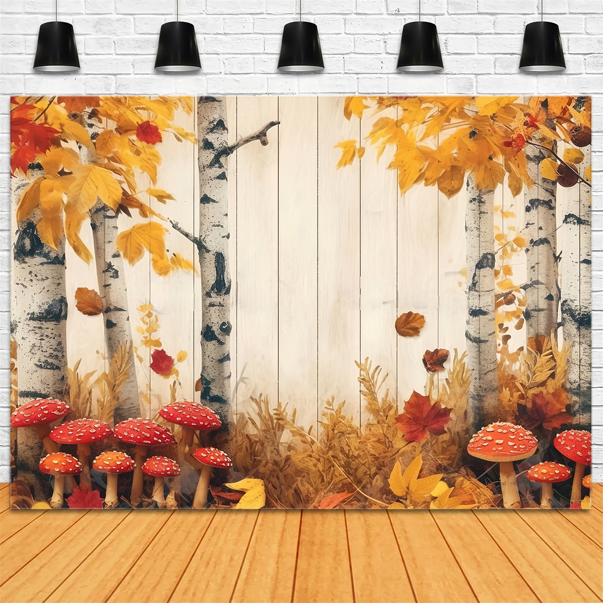 Herbst Fotohintergrund Roter Pilz Wald Backdrops MRR7-123