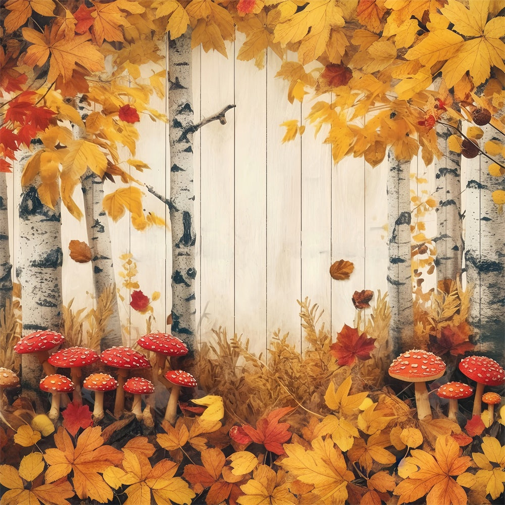 Herbst Fotohintergrund Roter Pilz Wald Backdrops MRR7-123