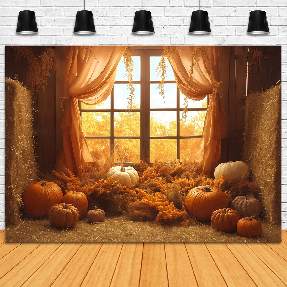Herbst Fotokulisse Rustikale Heuhaufen Drapierungen Fotohintergrund MRR7-131