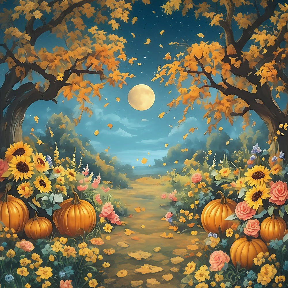 Herbst Hintergrundbilder Magischer Kürbis Mondlicht Foto Hintergrund MRR7-134
