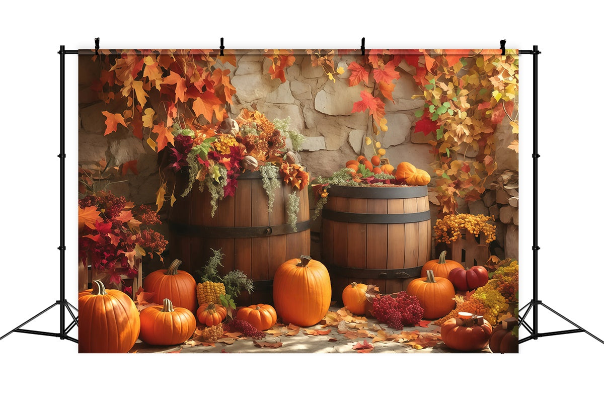 Herbst Backdrops Holzfass Herbst Display Fotohintergrund MRR7-135