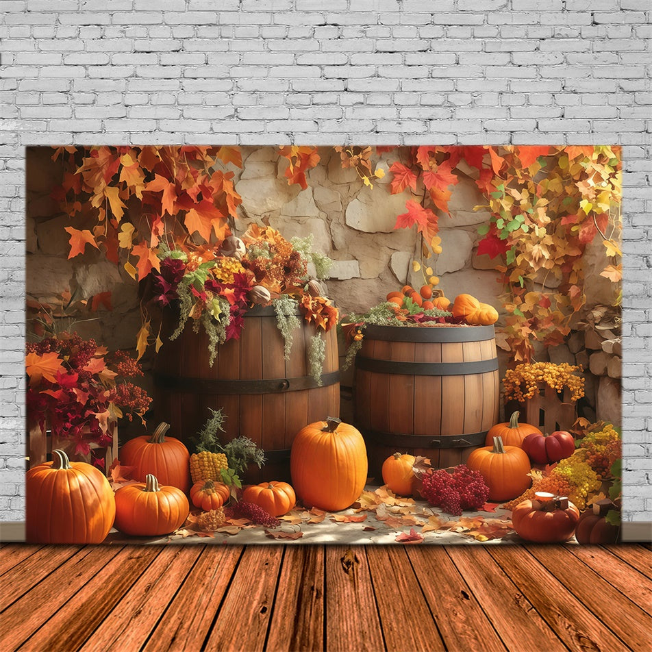 Herbst Backdrops Holzfass Herbst Display Fotohintergrund MRR7-135