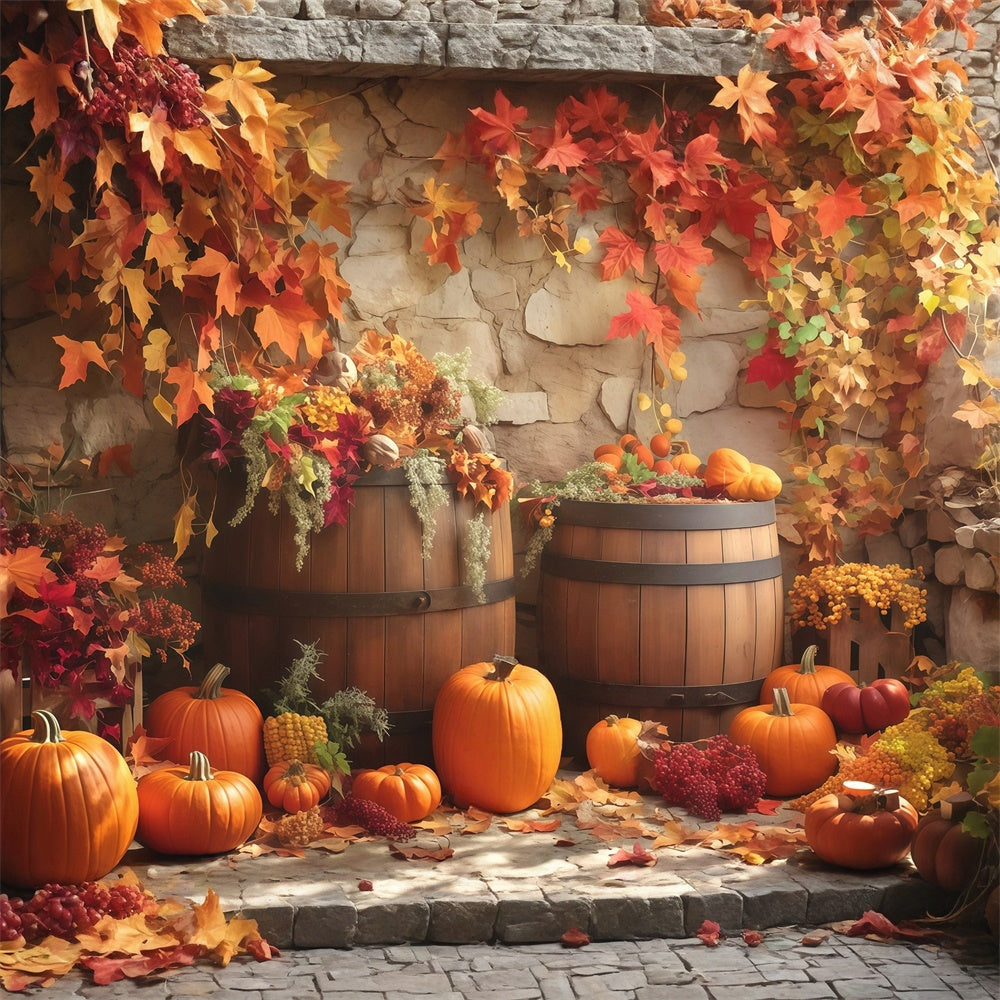 Herbst Backdrops Holzfass Herbst Display Fotohintergrund MRR7-135