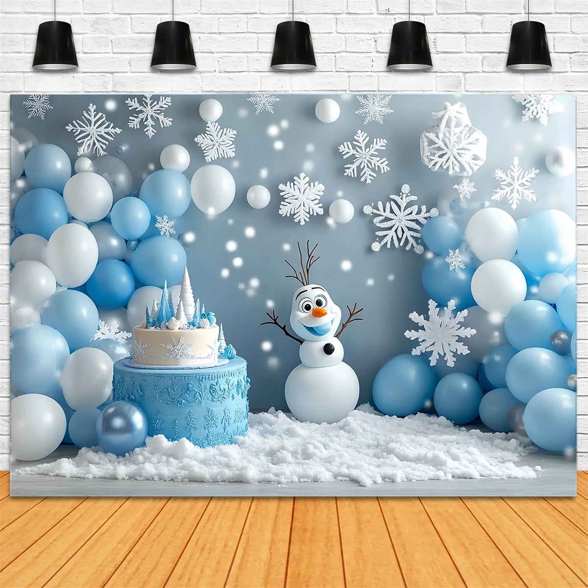 Winter-Fotohintergrund Schneemann Geburtstag Spaß Hintergrund MRR7-169