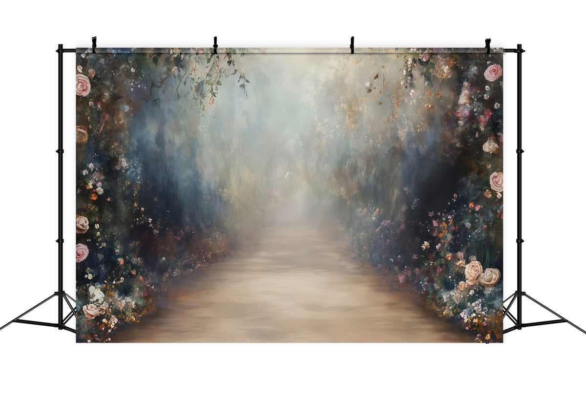 Kunsthintergrund Dämmerung Blumenweg Stoffhintergrund MRR7-182