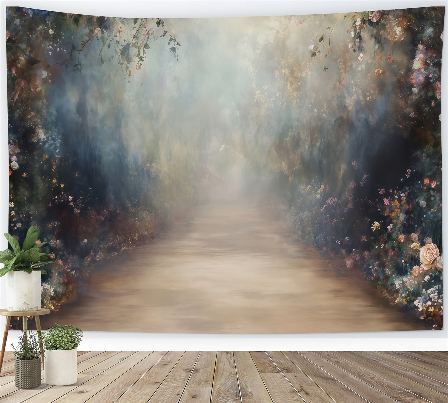 Kunsthintergrund Dämmerung Blumenweg Stoffhintergrund MRR7-182