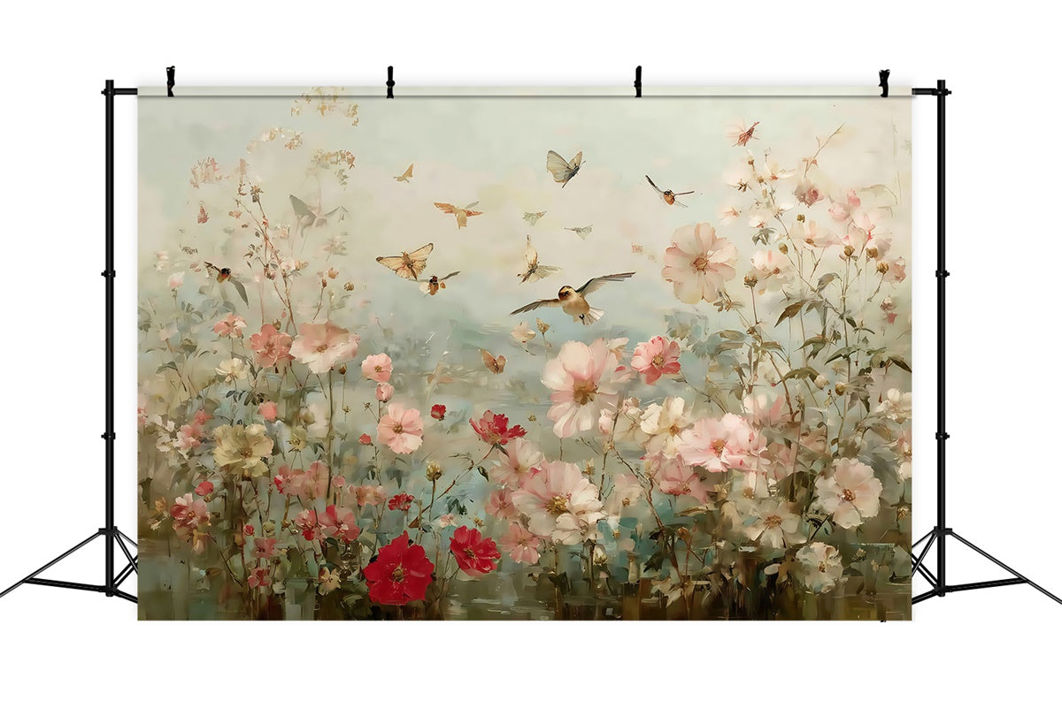 Kunstfotografie Hintergründe Serene Blooming Birds Hintergrund MRR7-184
