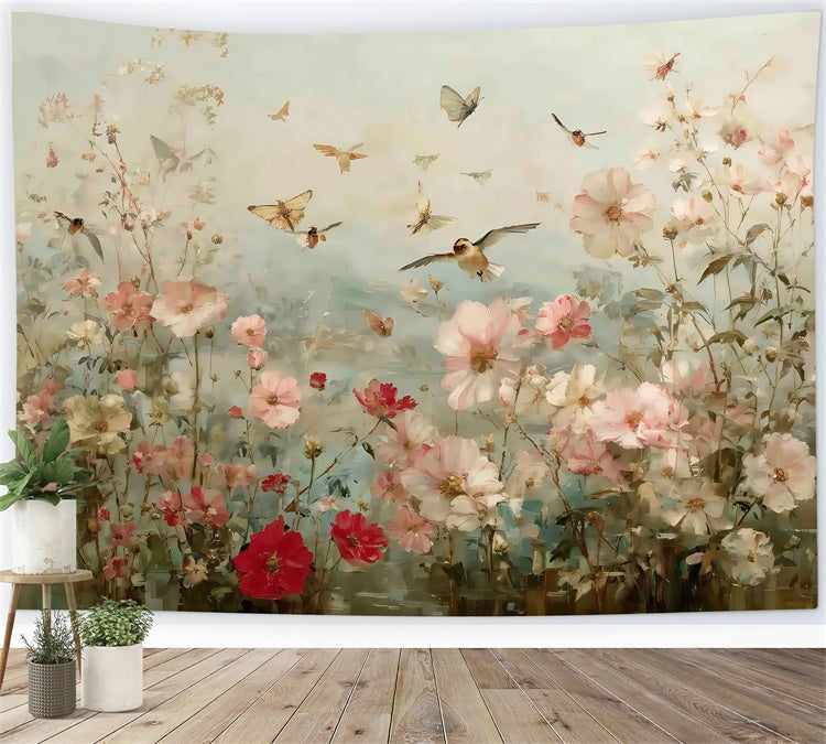 Kunstfotografie Hintergründe Serene Blooming Birds Hintergrund MRR7-184
