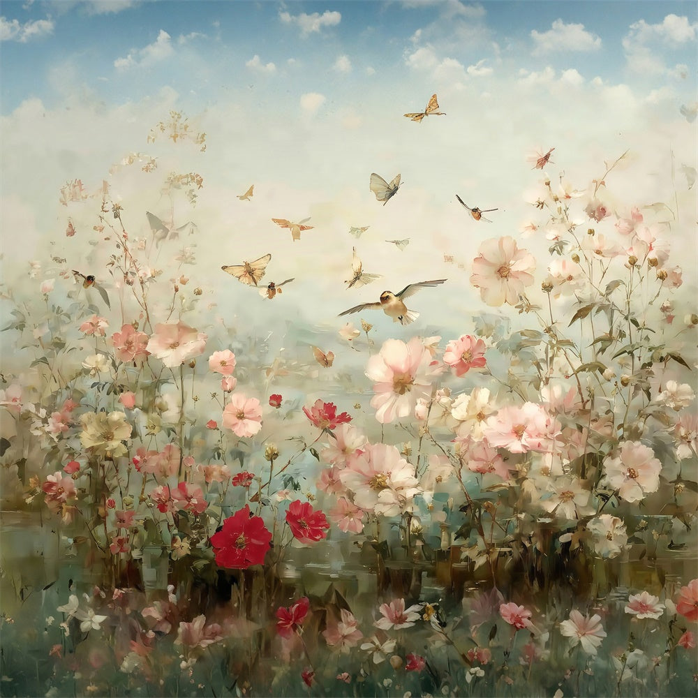 Kunstfotografie Hintergründe Serene Blooming Birds Hintergrund MRR7-184