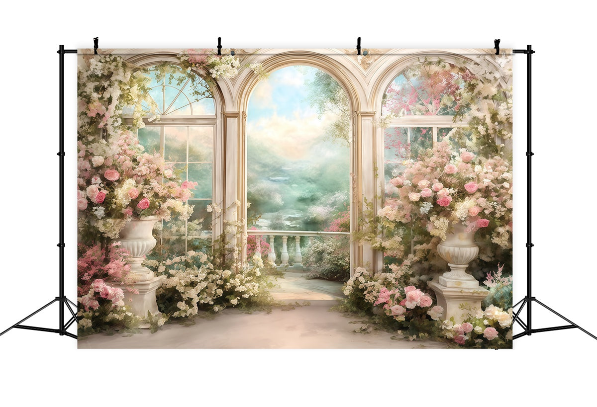 Ölgemälde Fotografie Backdrop Floral Balkon Backdrop MRR7-186