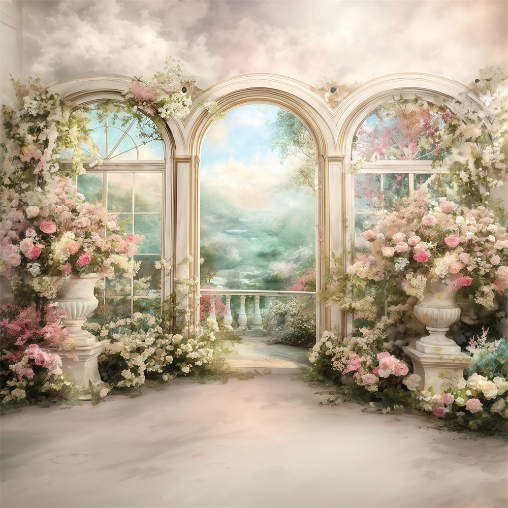 Ölgemälde Fotografie Backdrop Floral Balkon Backdrop MRR7-186