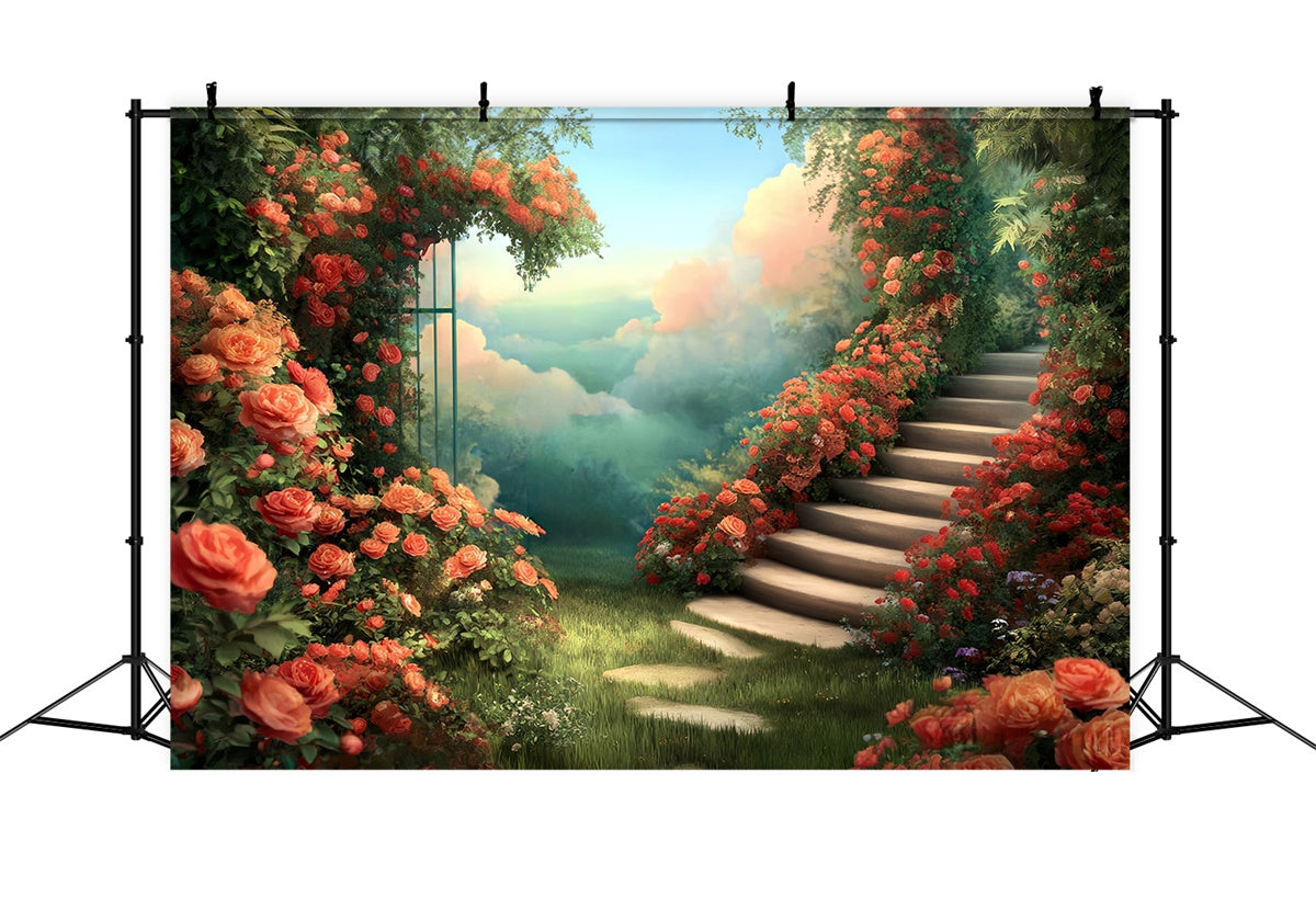 Fine Art Backdrop Enchanted Stair Garden Schöne Kulisse MRR7-188