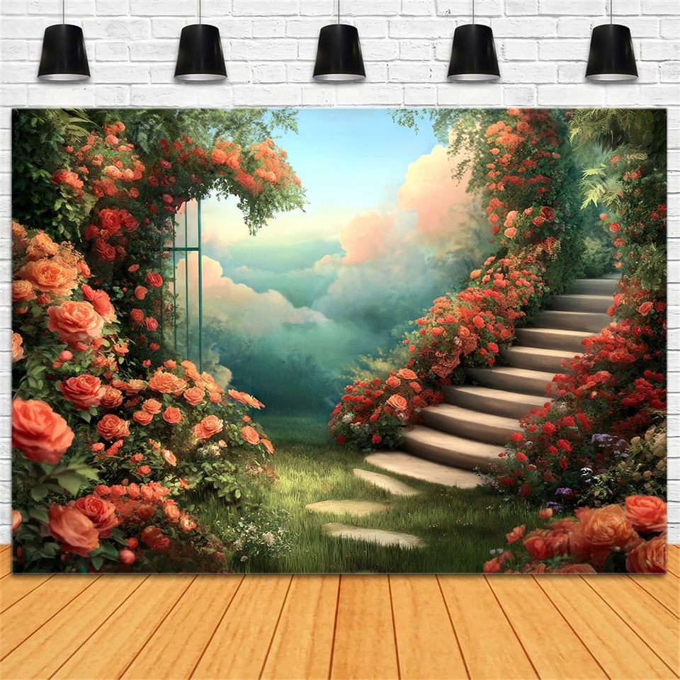 Fine Art Backdrop Enchanted Stair Garden Schöne Kulisse MRR7-188