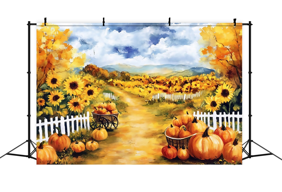 Ölgemälde Fotografie Backdrop Sonnenblume Kürbis Backdrop MRR7-189