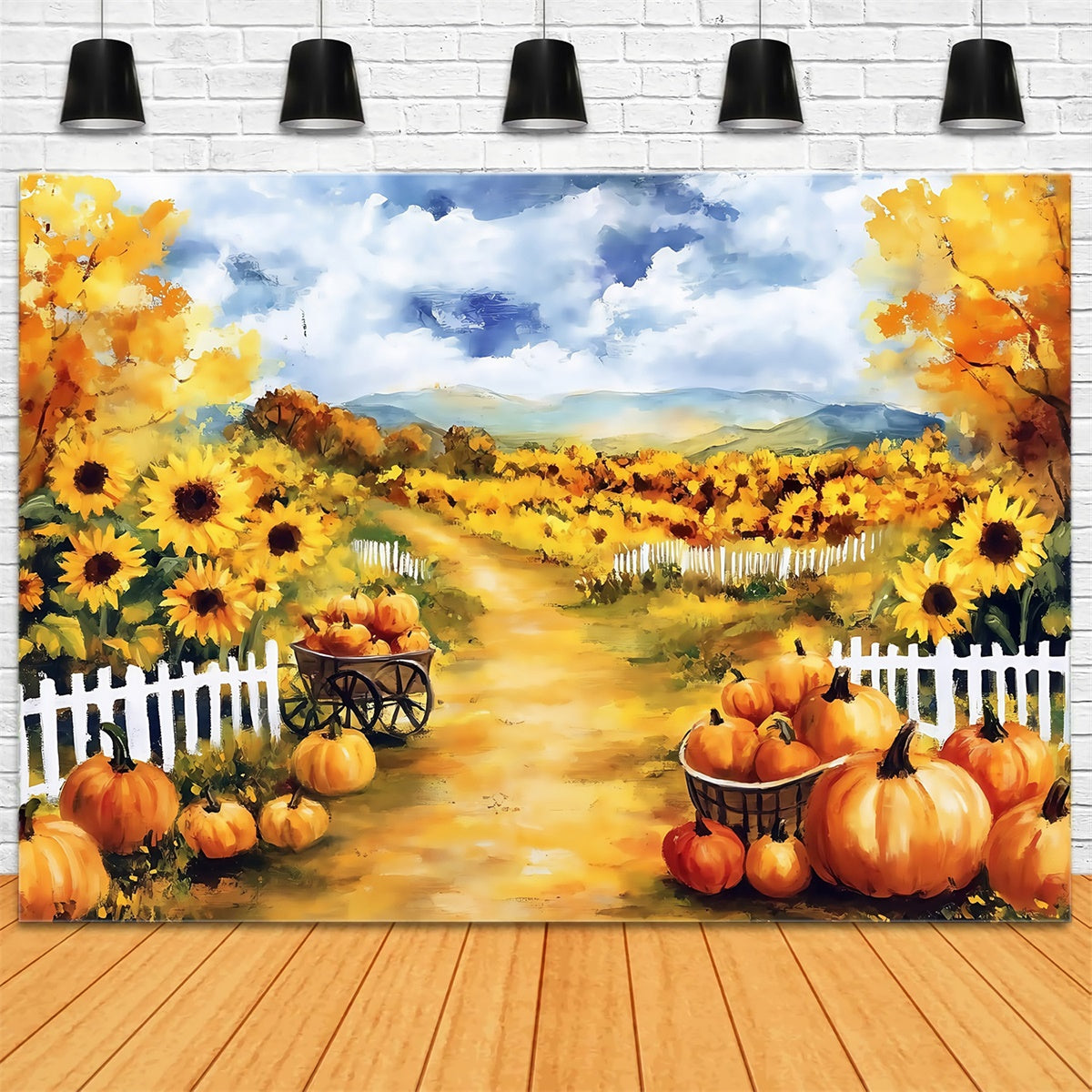 Ölgemälde Fotografie Backdrop Sonnenblume Kürbis Backdrop MRR7-189