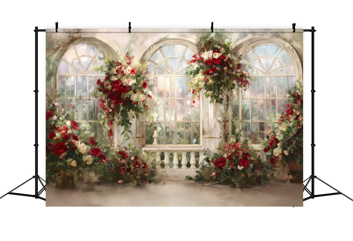 Ölgemälde Fotohintergrund Rose Fenster Hintergrund MRR7-198