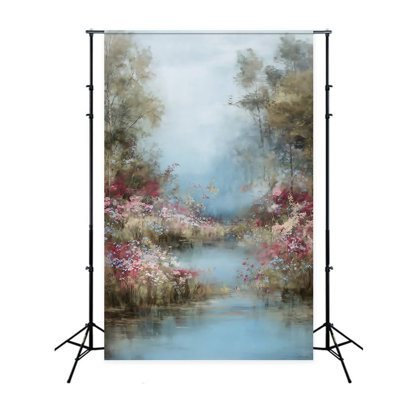Ölgemälde Fotografie Backdrop Wildblumen Bach Hintergrund MRR7-204